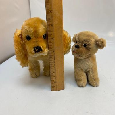 Pair of Vintage Mohair Plush Stuffed Animal Dogs