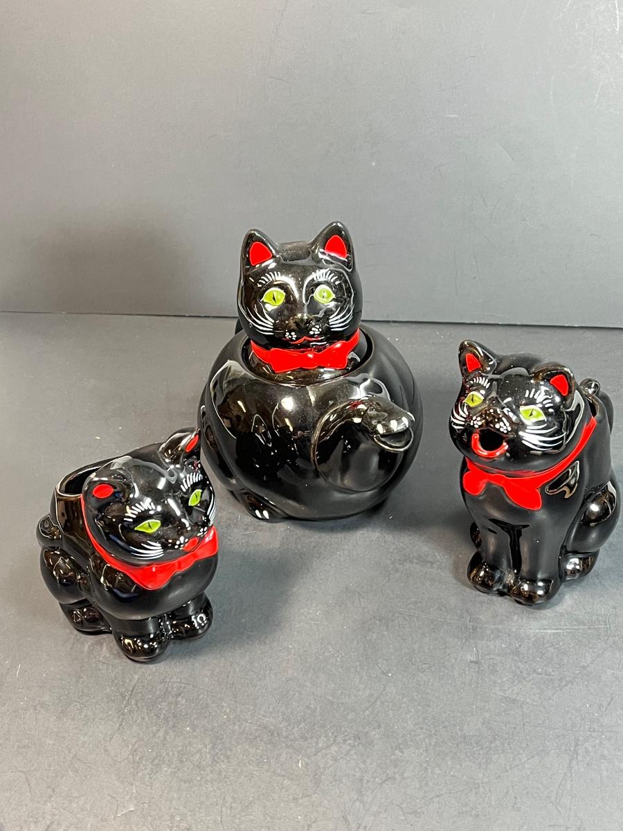 LOT 25 Vintage Japanese Black Cat Tea Set Product of Shafford Japan