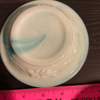 Vintage Avon mini green swirl milk glass.