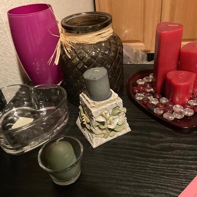 Miscellaneous candles and vases