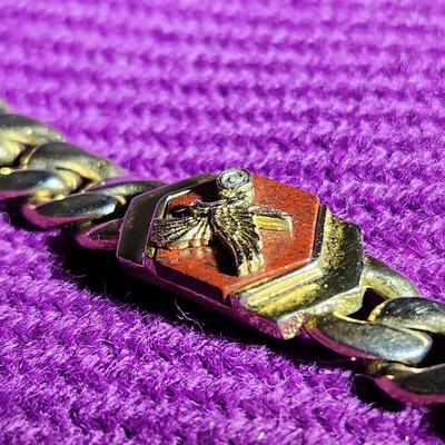 Vintage Sterling (?) Bracelet with 10K Gold Eagle
