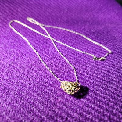 14K Gold Chain w/Unmarked Heart Pendant