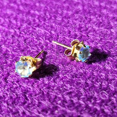 14K Swaroski Blue Crystal Earrings