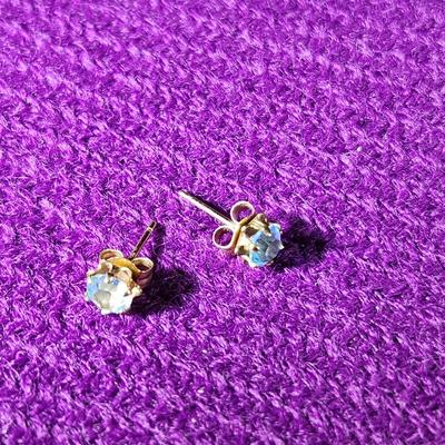 14K Swaroski Blue Crystal Earrings