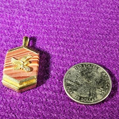 Vintage 10K Gold Eagle & Sterling Pendant w/ Diamond