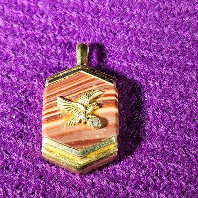 Vintage 10K Gold Eagle & Sterling Pendant w/ Diamond