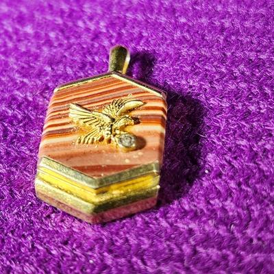 Vintage 10K Gold Eagle & Sterling Pendant w/ Diamond