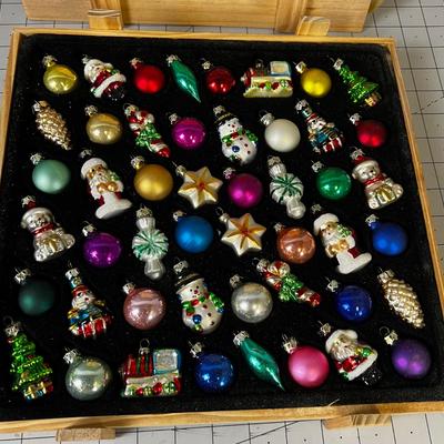Crate full of Miniature Hand Blown Glass Ornaments 