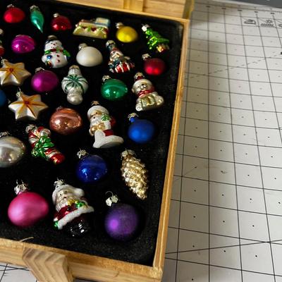 Crate full of Miniature Hand Blown Glass Ornaments 