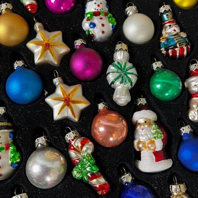 Crate full of Miniature Hand Blown Glass Ornaments 