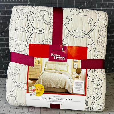 Queen Coverlet NEW Cream with Grey Thread