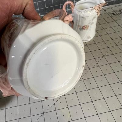 Antique Porcelain Cream and Coffee Pot 