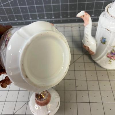 Antique Porcelain Cream and Coffee Pot 