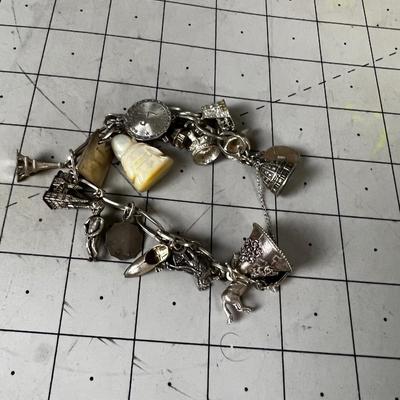 Around the World - Sterling Silver Charm Bracelet 59 Grams 