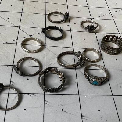 Group pf 925 Silver Rings 