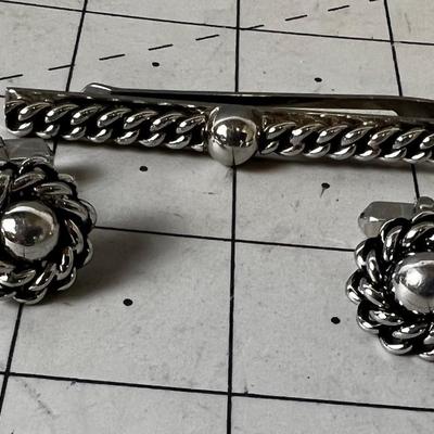 Rope Pattern  Design Cuff link and Tie Bar 