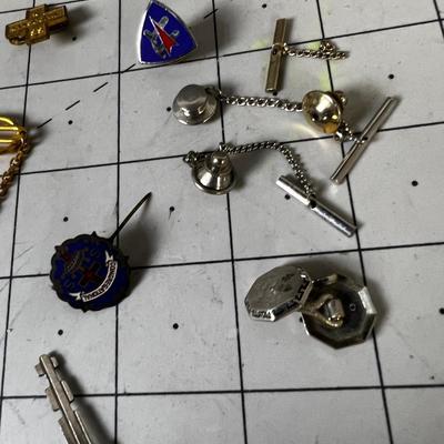Mixed Lot of Masculine Jewelry Tie Bars and Pins etc. 