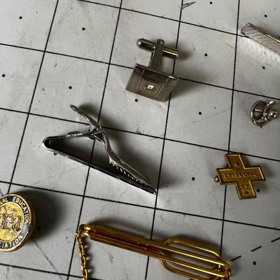 Mixed Lot of Masculine Jewelry Tie Bars and Pins etc. 