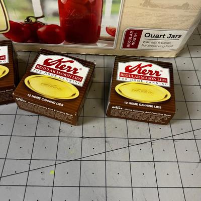 KERR Small mouthed Quart Jars with 3 Dz Extra NEW LIDS