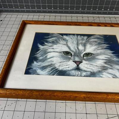 Pussy Cat Picture WHITE CAT in  Pastel or Water Color? 