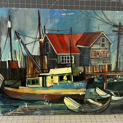 ART - by Freeman 1961 Oil on Canvas BAIT SHOP