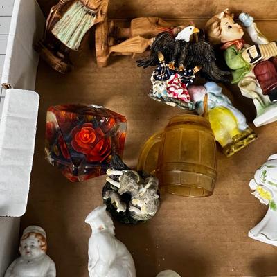 Tray of Miniature Figurines: Toothpick hold, Nutcracker etc.