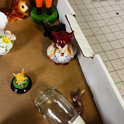 Tray of Miniature Figurines: Toothpick hold, Nutcracker etc.