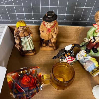 Tray of Miniature Figurines: Toothpick hold, Nutcracker etc.