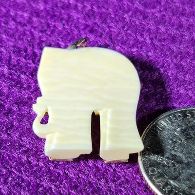 Gold Overlay Decor Bone Elephant Pendant