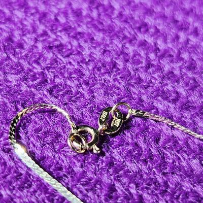 14K Woven Gold Chain w/Costume Pendant