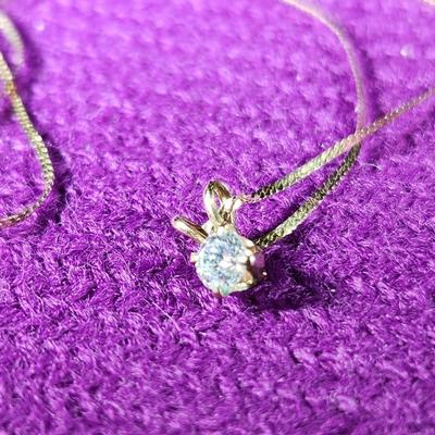 14K Woven Gold Chain w/Costume Pendant
