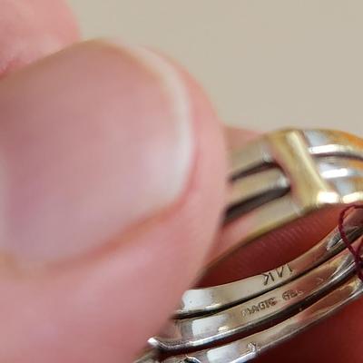 14K Gold Marquise Diamond Ring with Oblong Chips