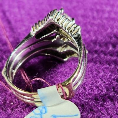 14K Gold Marquise Diamond Ring with Oblong Chips