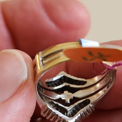 14K Gold Marquise Diamond Ring with Oblong Chips
