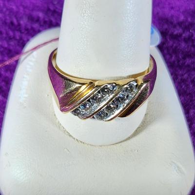 14K Gold Ring with Diamonds