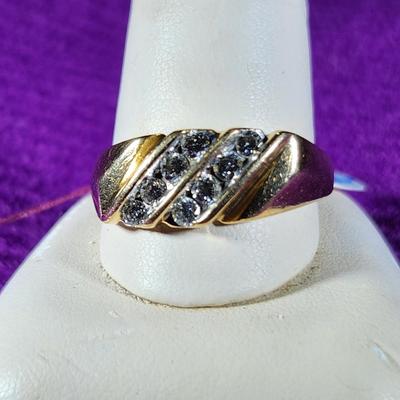 14K Gold Ring with Diamonds
