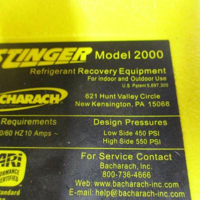 Slinger Model 2000 Refrigerant Recovery Equipment