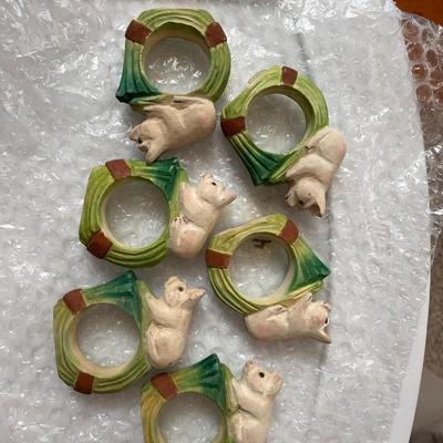 6 Pig Napkin Rings - Lot 431