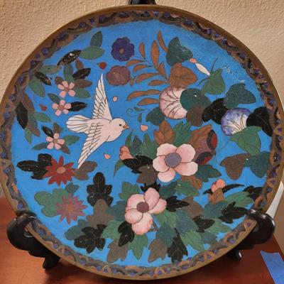 2 Antique Japanese Cloisonne Charge Plate