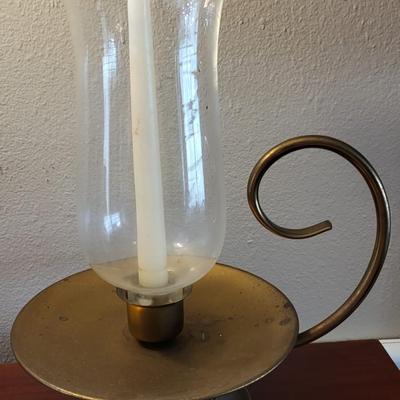 Vintage Baldwin Brass Large Glass Hurricane Lamp Candleholder