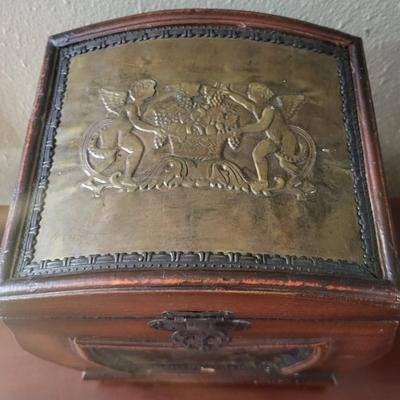 Wooden Box with Brass Inlay Lot