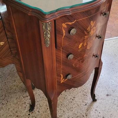 2 Antique French Inlaid Walnut SIde Tables