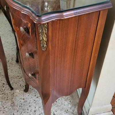 2 Antique French Inlaid Walnut SIde Tables
