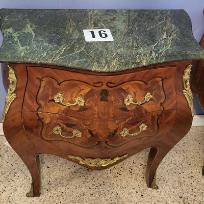 Vintage Marble Top Bedside Table