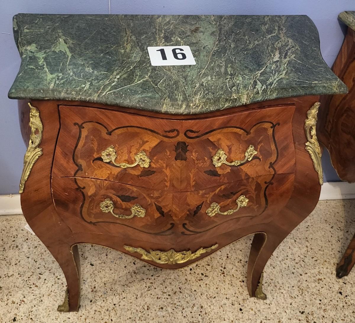 Vintage Marble Top Bedside Table