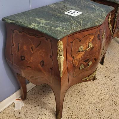 Vintage Marble Top Bedside Table