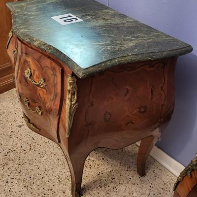 Vintage Marble Top Bedside Table