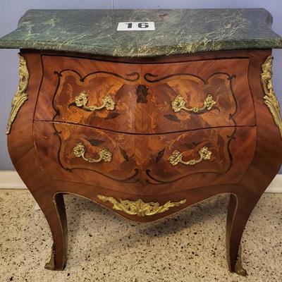 Vintage Marble Top Bedside Table