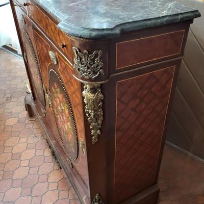 Antique Commode Side Cabinet, Hand Painted