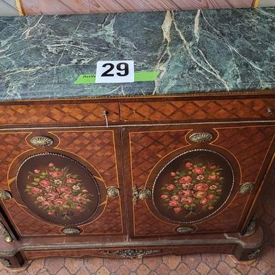Antique Commode Side Cabinet, Hand Painted
